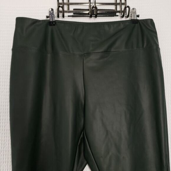 A New Day Faux Leather Leggings Womens XL Green Fleece Lined Matte High Waisted - Picture 10 of 16